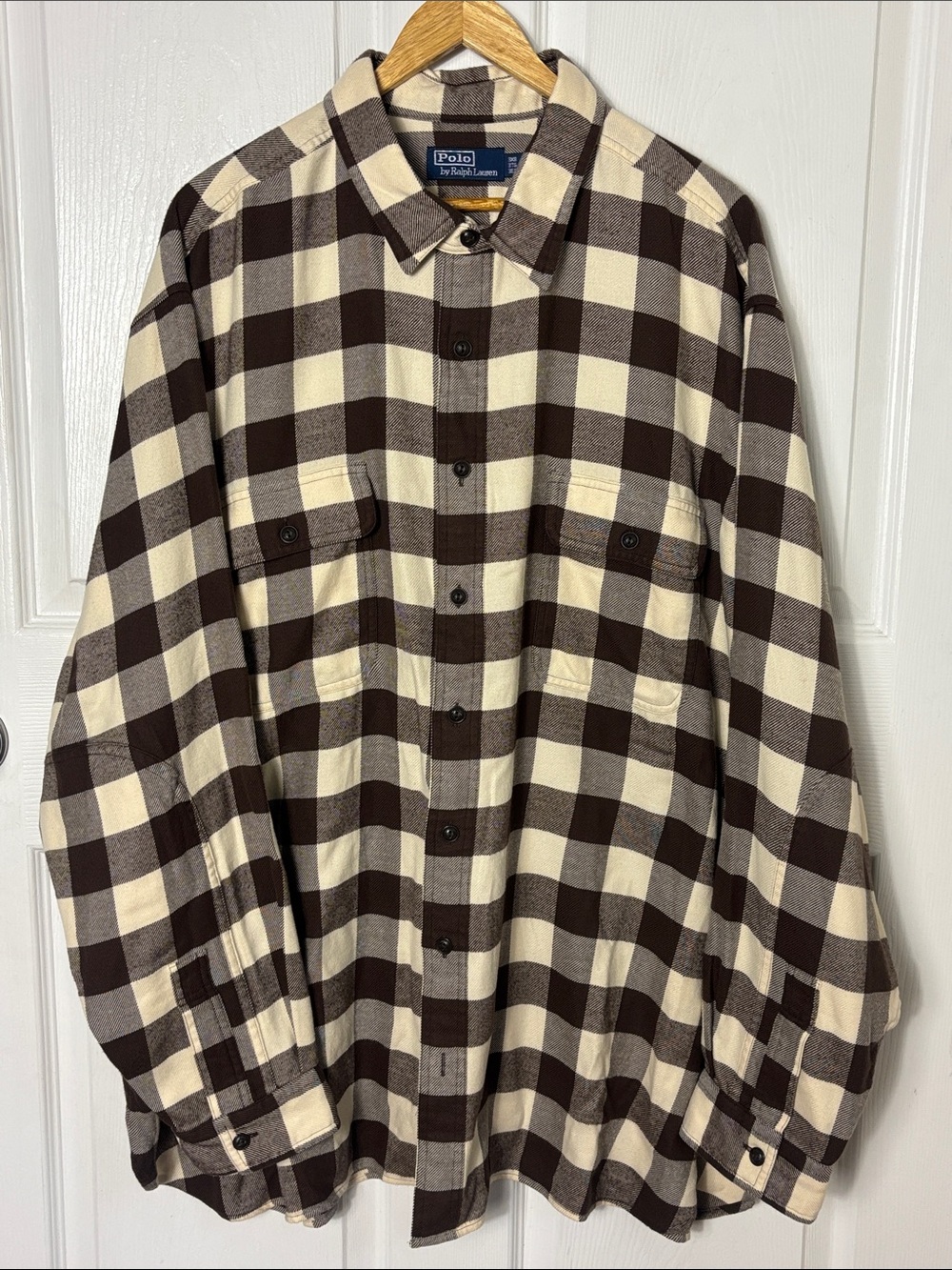Polo Ralph Lauren Brown & Cream Plaid Button-Down Shirt 3XB flannel shirt